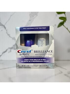 Crest 3D White Brilliance Whitening 2-Step Treatment Deep Clean & Gel NIB